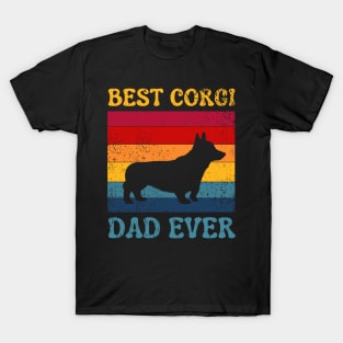 Best Corgi Dad Ever, Vintage Cute Pembroke Welsh Corgi T-Shirt